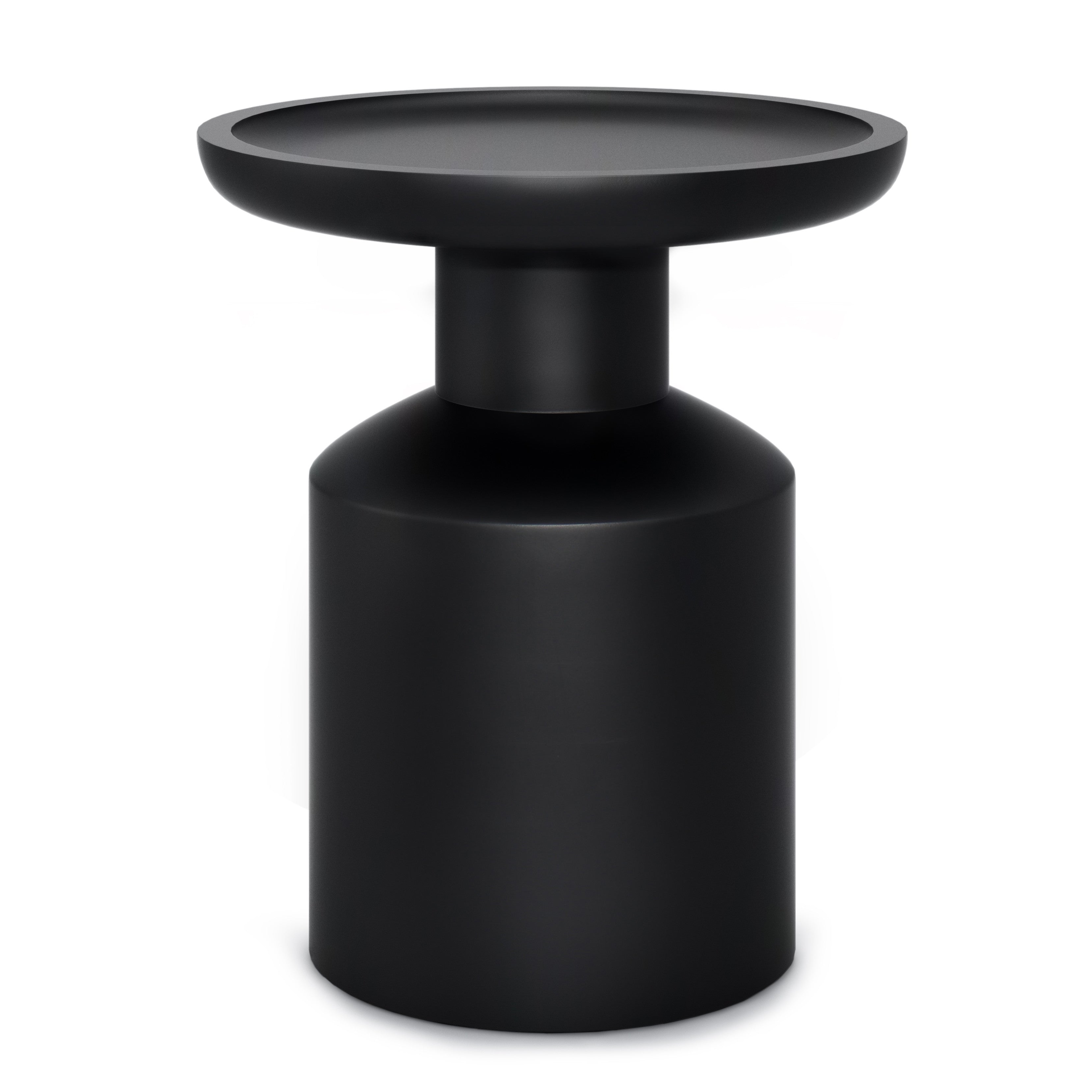 18" Black Solid Wood Round Pedestal End Table