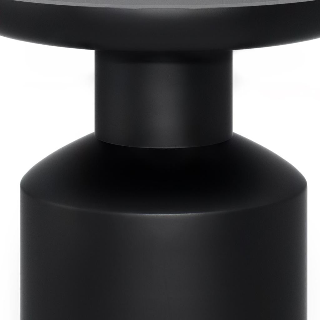 18" Black Solid Wood Round Pedestal End Table