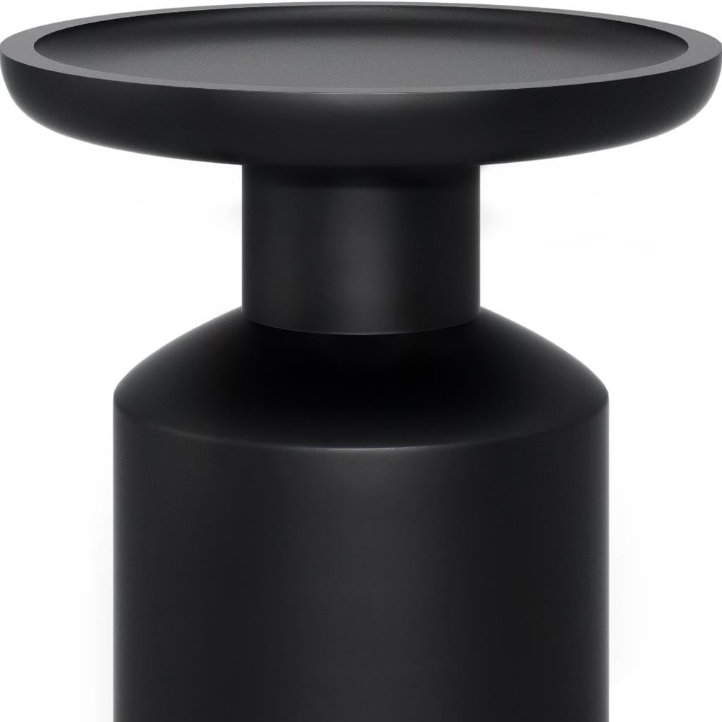 18" Black Solid Wood Round Pedestal End Table