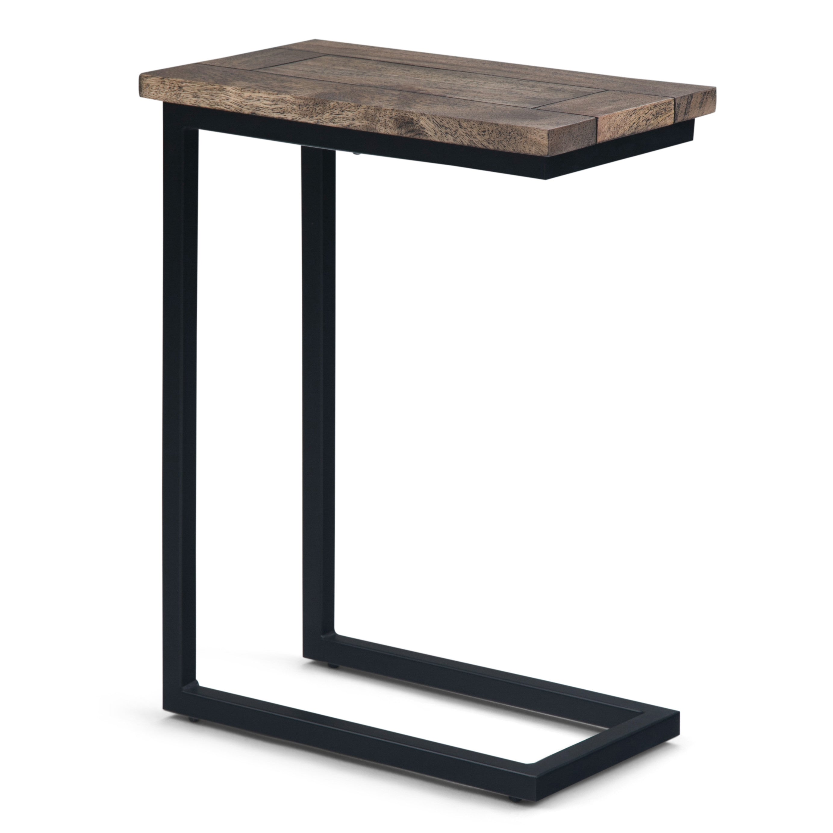 24" Brown and Black Solid Wood and Iron End Table