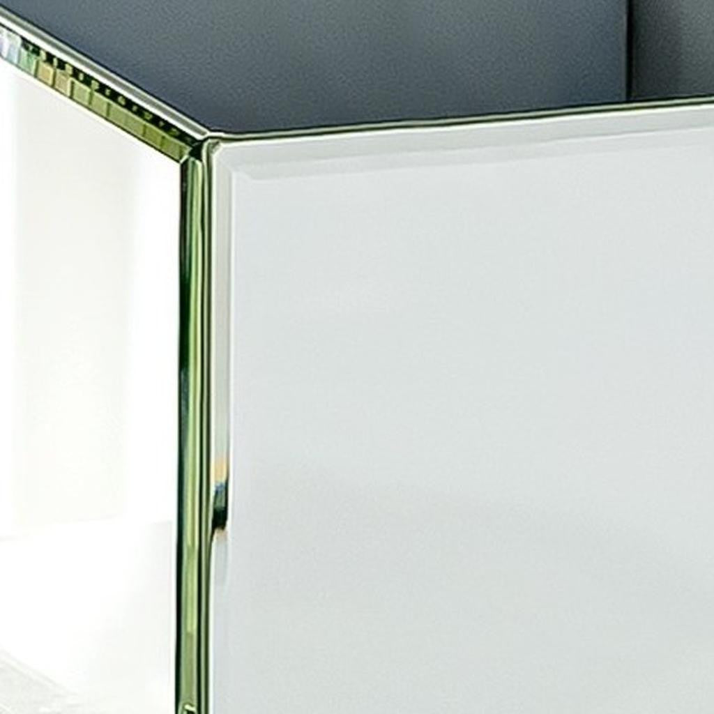 Set of Six Silver Mirrored Glass Square Table Vases