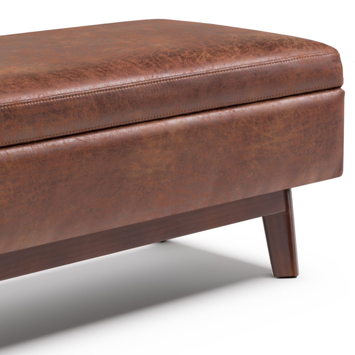 48" Brown Faux Leather Ottoman With Storage