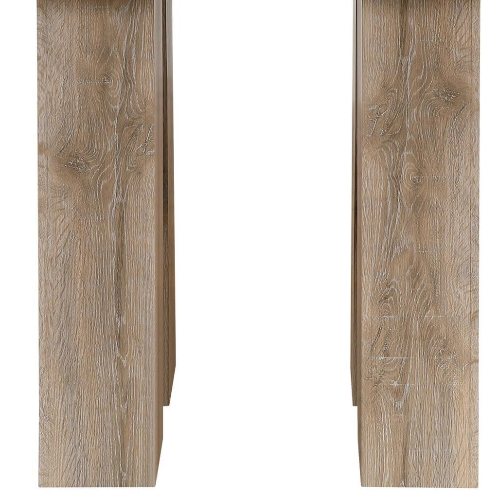 48" White and Natural Wood And Faux Marble Square Counter Height Bar Table