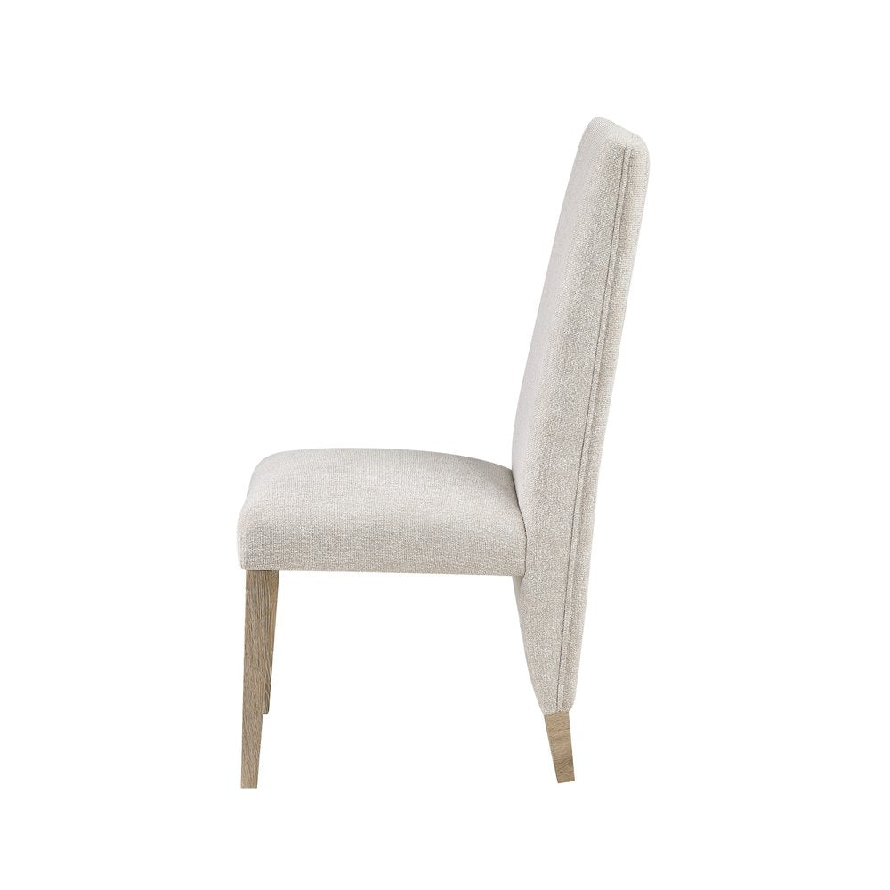 Set of Two Beige and Natural Upholstered Dining Side Chairs