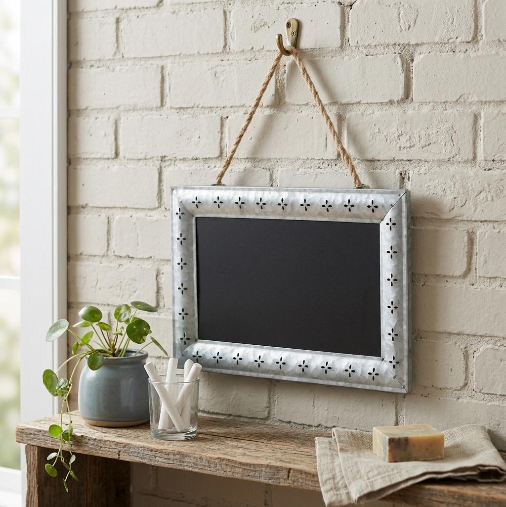 10" X 14" Gray Floral Metal Hanging Chalkboard