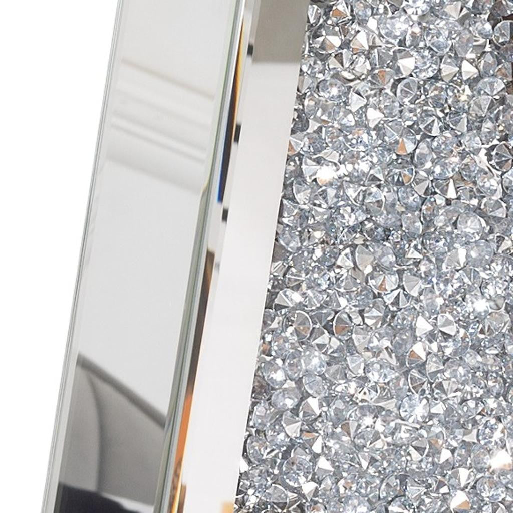 12" Silver Faux Crystal And Mirrored Glass Table Vase