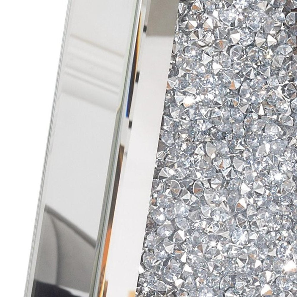 12" Silver Faux Crystal And Mirrored Glass Table Vase