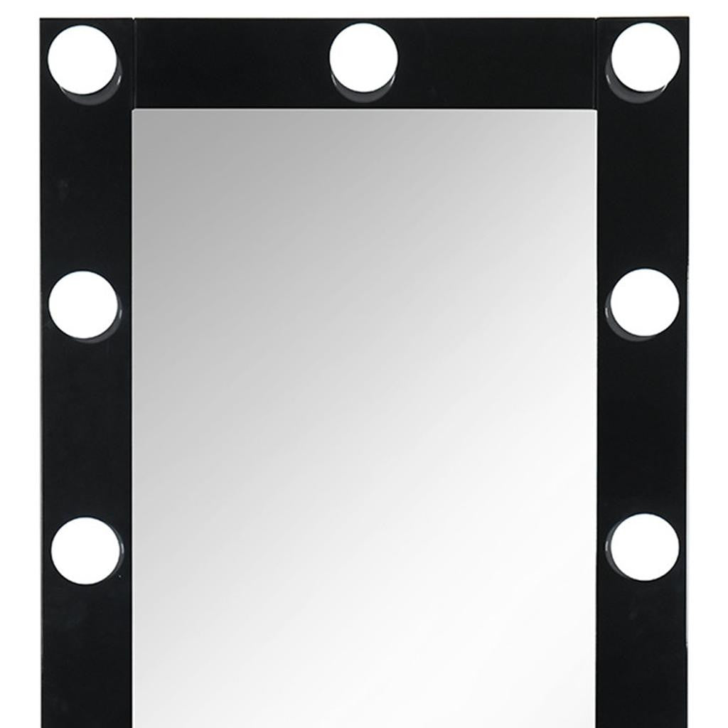 74" Black Wood Lighted Freestanding Framed Full Length Mirror