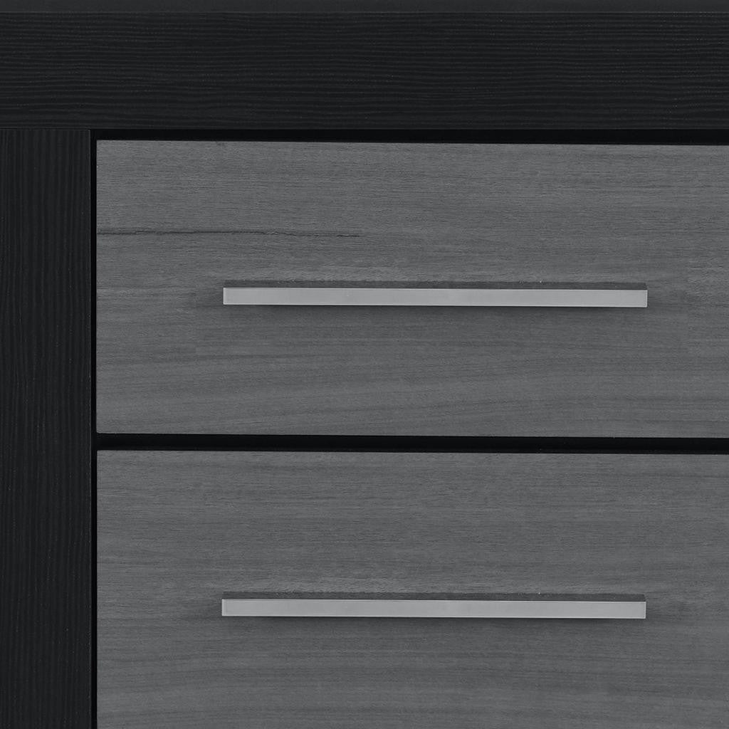23" Black And Gray Wood Square Two Drawer Nightstand