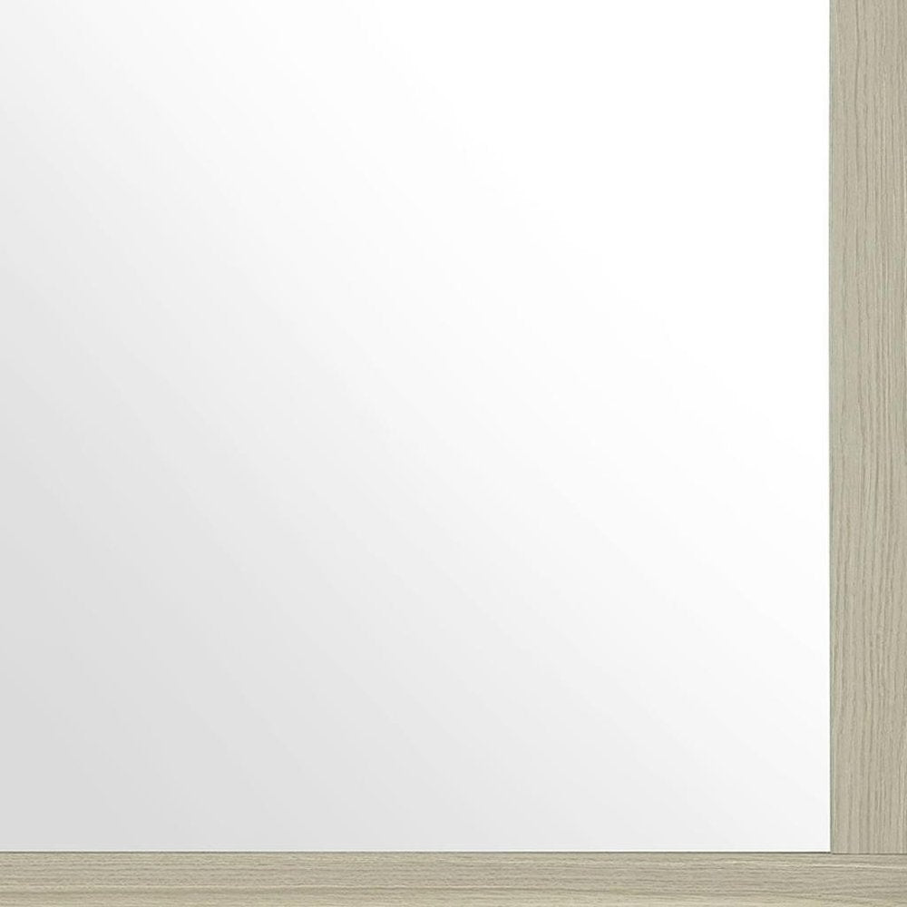35" Natural Wood Square Frame Mounted Dresser Mirror