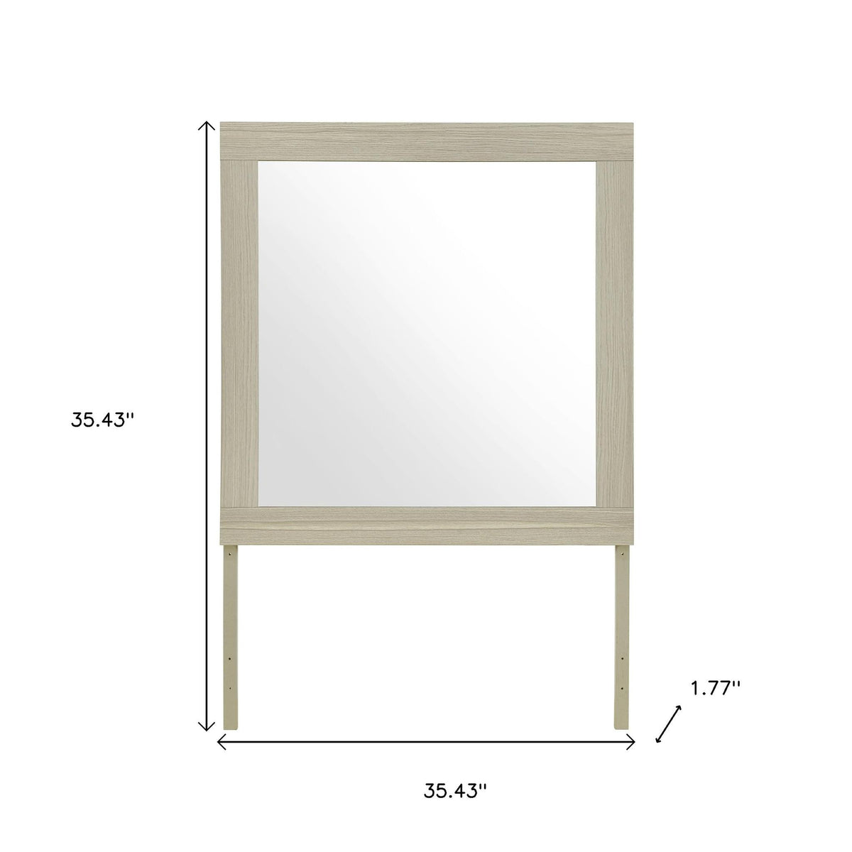 35" Natural Wood Square Frame Mounted Dresser Mirror