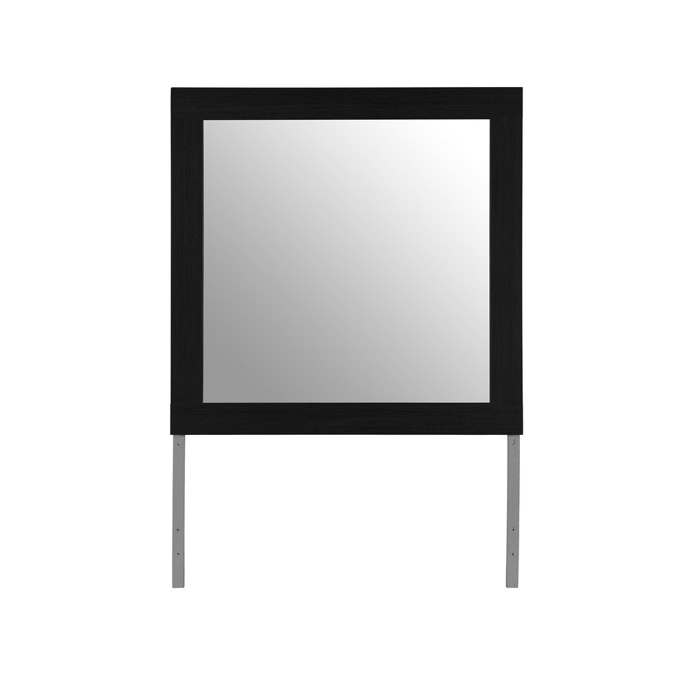 35" Black Wood Square Mounted Framed Dresser Mirror