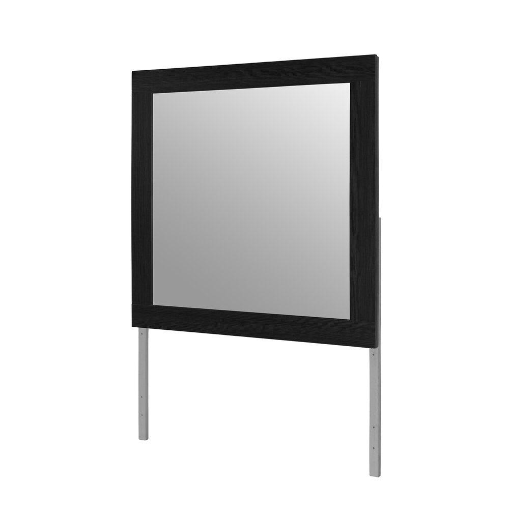 35" Black Wood Square Mounted Framed Dresser Mirror