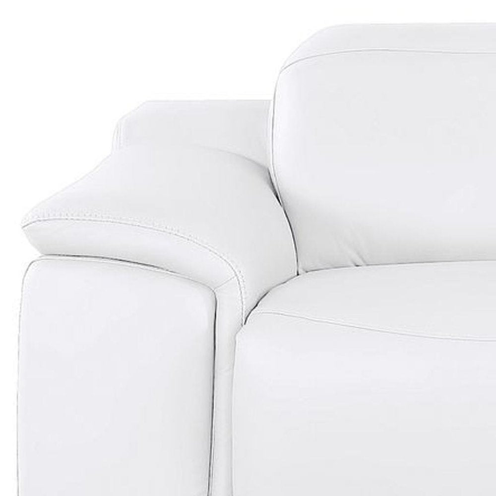107" Beige Top Grain Leather Reclining USB Sofa