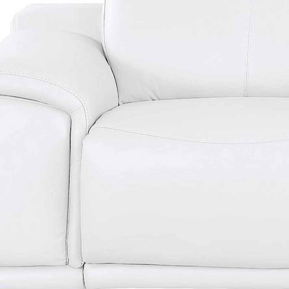 107" Beige Top Grain Leather Reclining USB Sofa