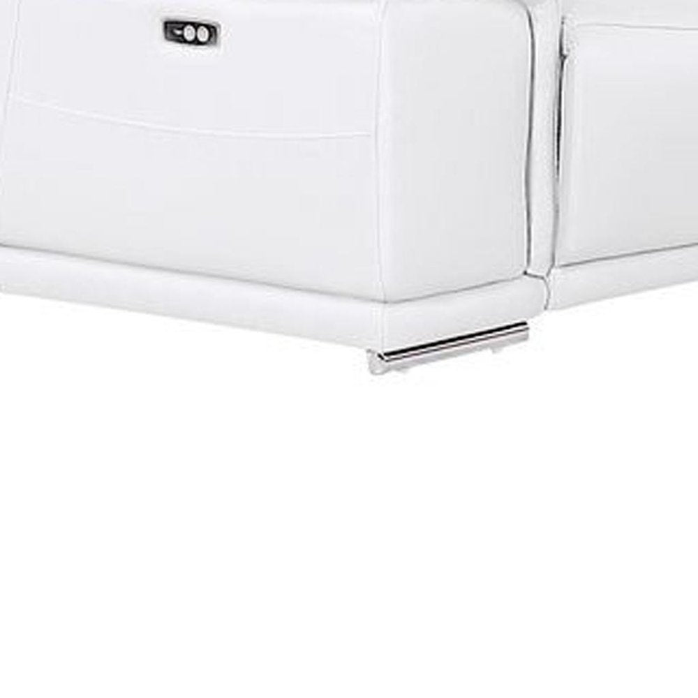 White Leather Modular U Shaped Ten Piece Corner Sectional With Console