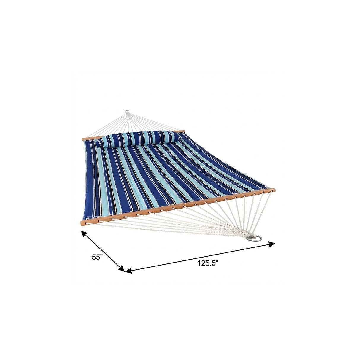Light Blue And Dark Blue Striped Double Hammock
