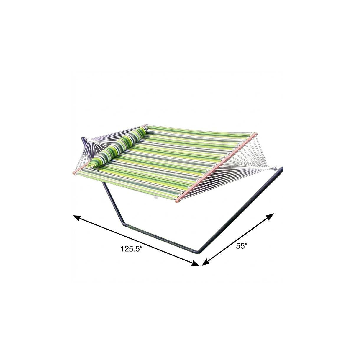 Green And Yellow Striped Double Hammock