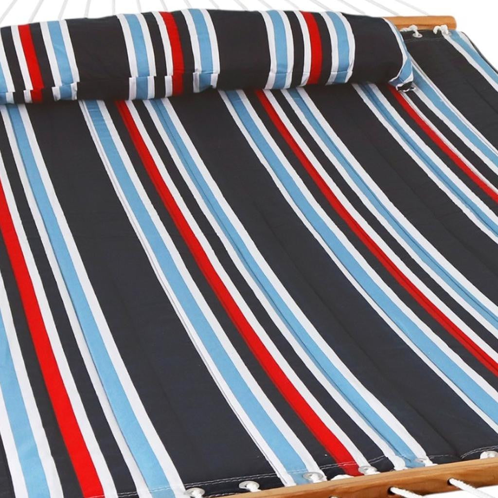 Blue Red And White Striped Double Hammock