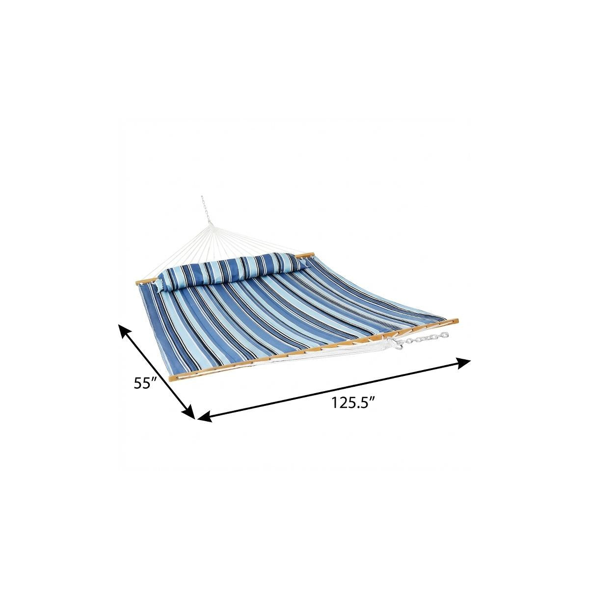 Light Blue And Dark Blue Striped Double Hammock