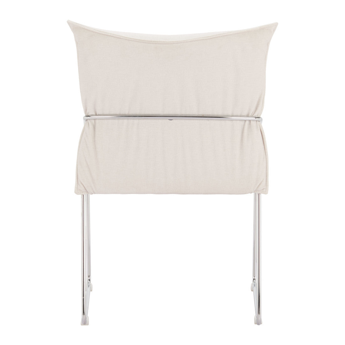 Set of Two White And Silver Faux Linen And Wood And Steel Dining Side Chairs