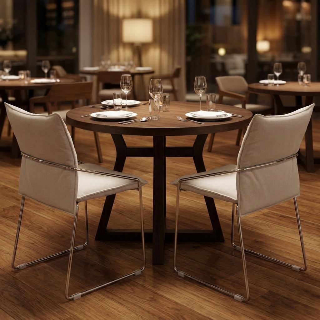 Set of Two White And Silver Faux Linen And Wood And Steel Dining Side Chairs