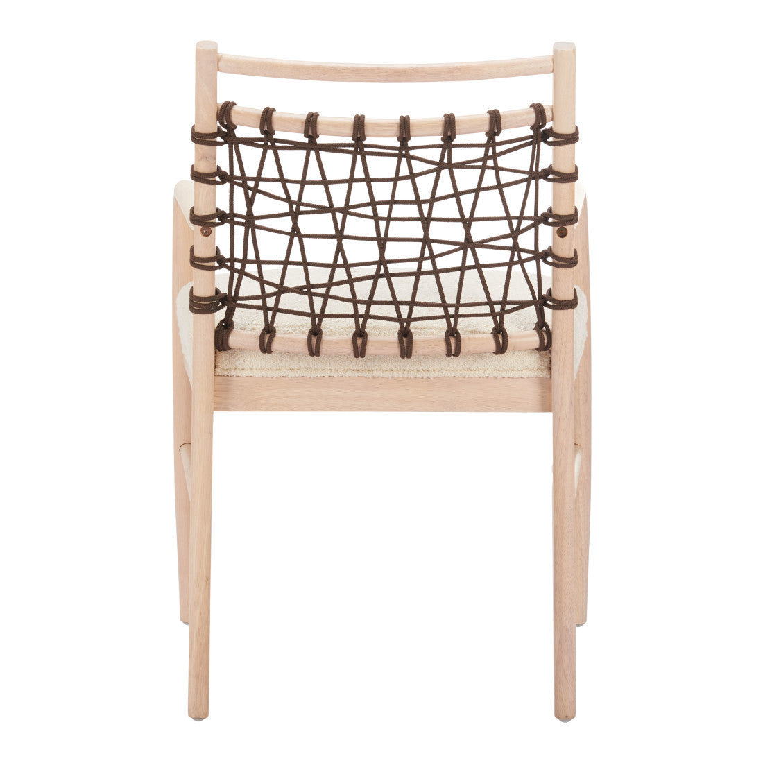 Set of Two Ivory And White Upholstered And Solid Wood Open Back Dining Arm Chairs