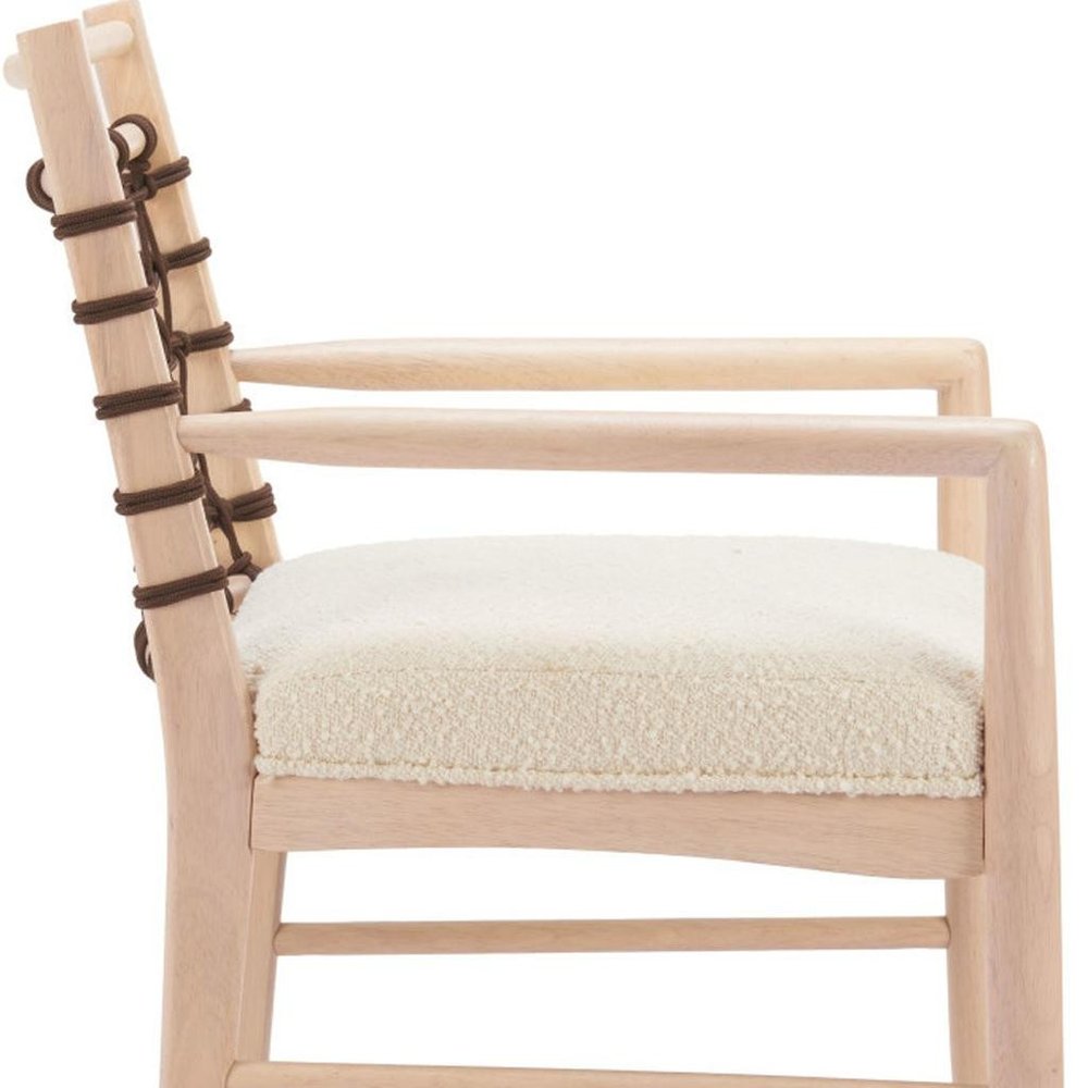 Set of Two Ivory and White Upholstered Open Back Dining Arm Chairs