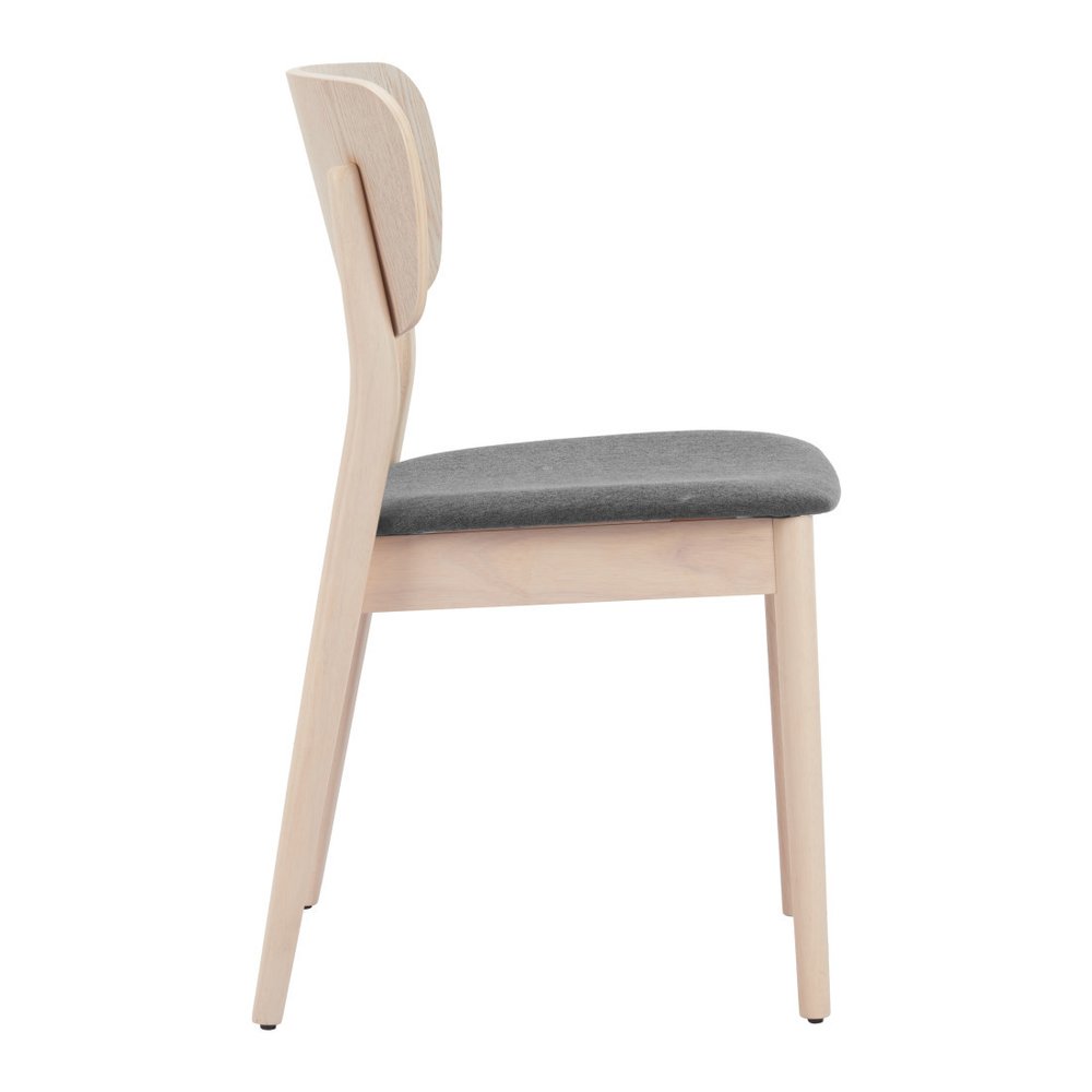 Set of Two Gray and Natural Upholstered Open Back Dining Side Chairs
