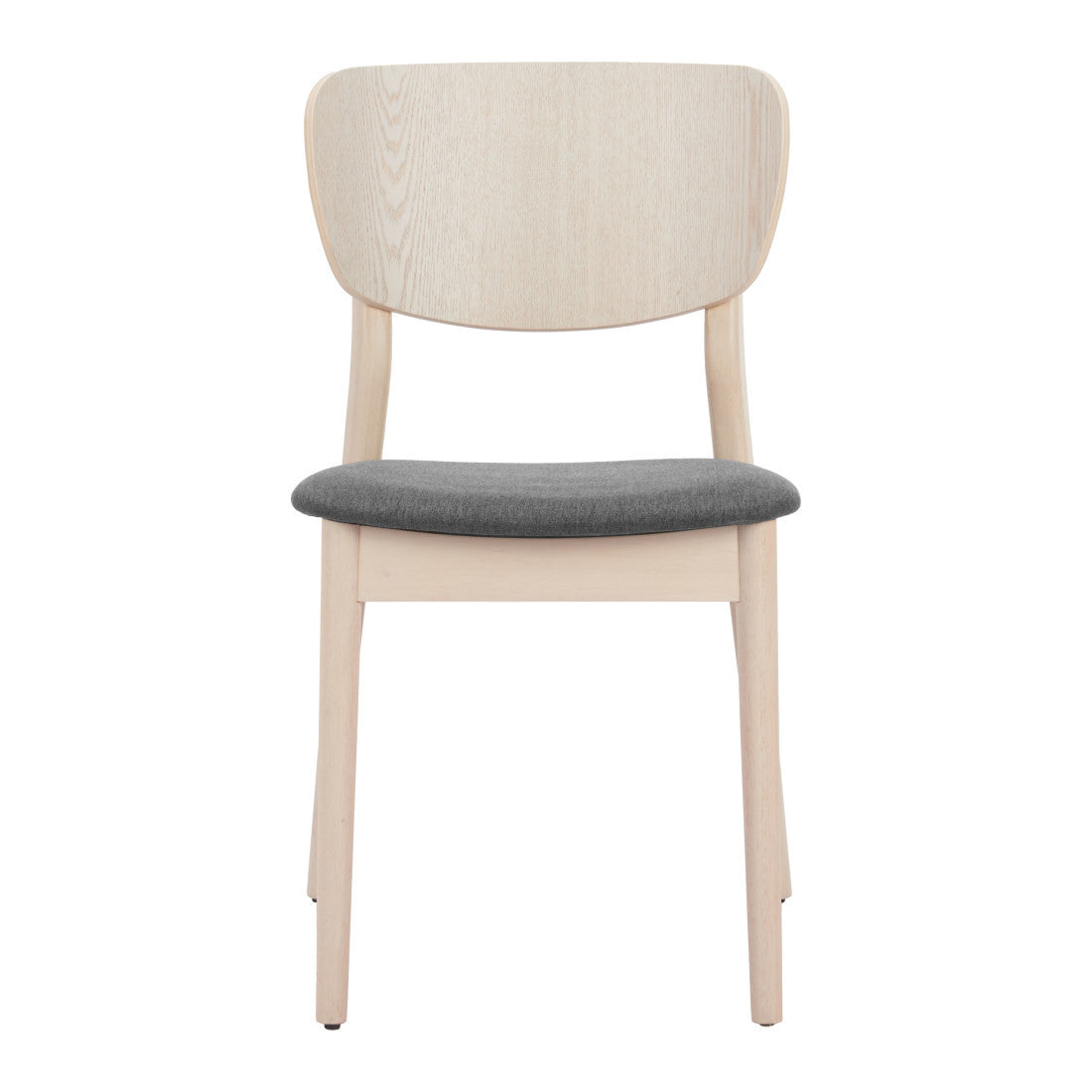 Set of Two Gray And Natural Faux Linen And Wood Open Back Dining Side Chairs