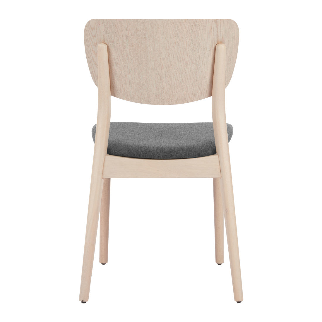 Set of Two Gray And Natural Faux Linen And Wood Open Back Dining Side Chairs
