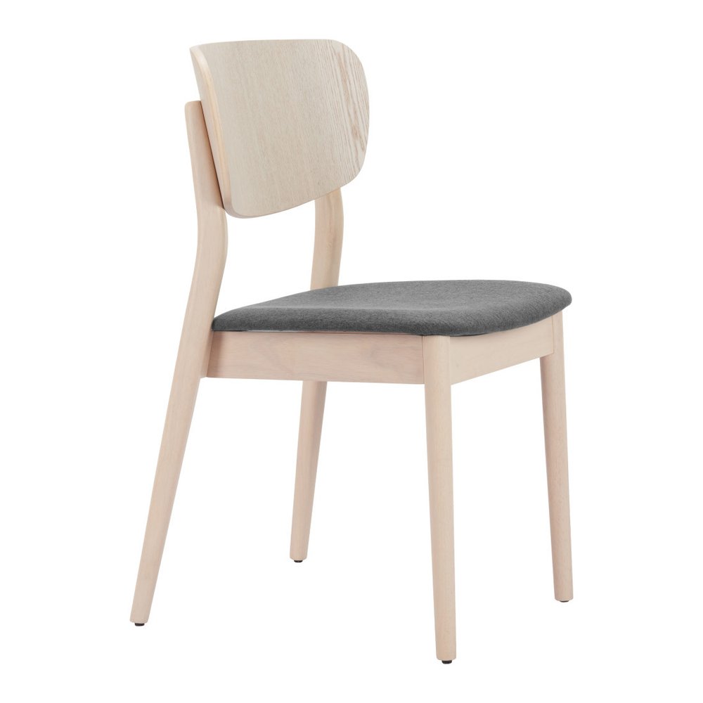 Set of Two Gray and Natural Upholstered Open Back Dining Side Chairs