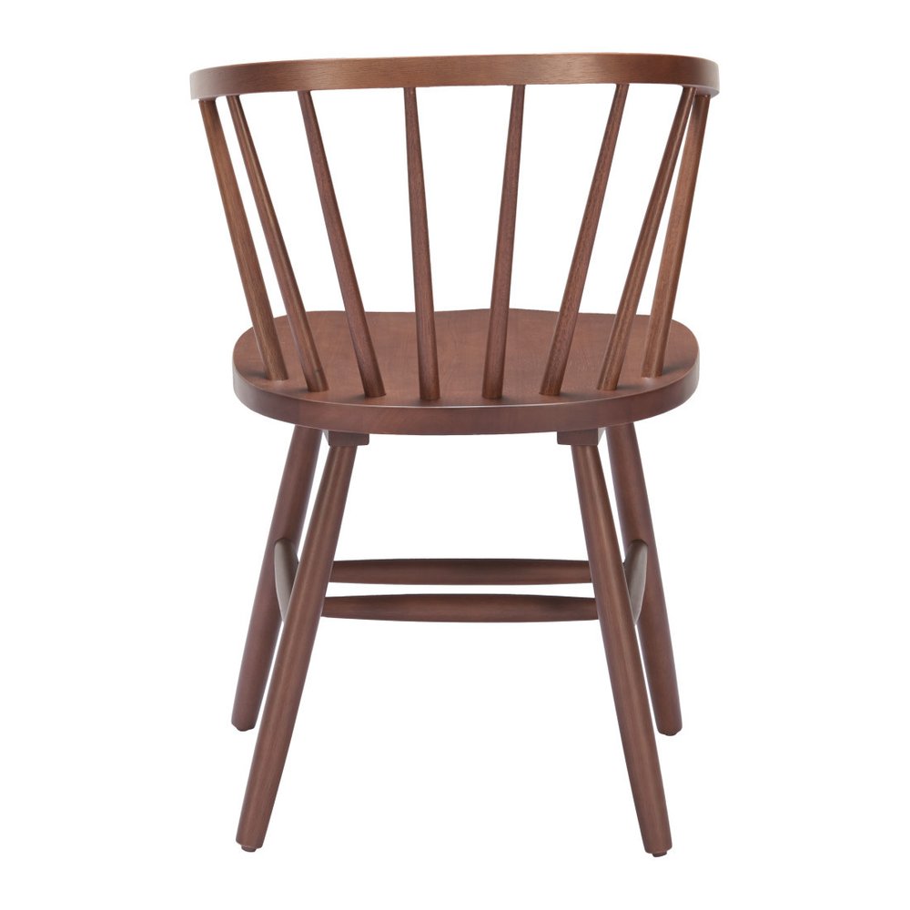 Set of Two Walnut and Brown Solid Wood Slat Back Dining Side Chairs