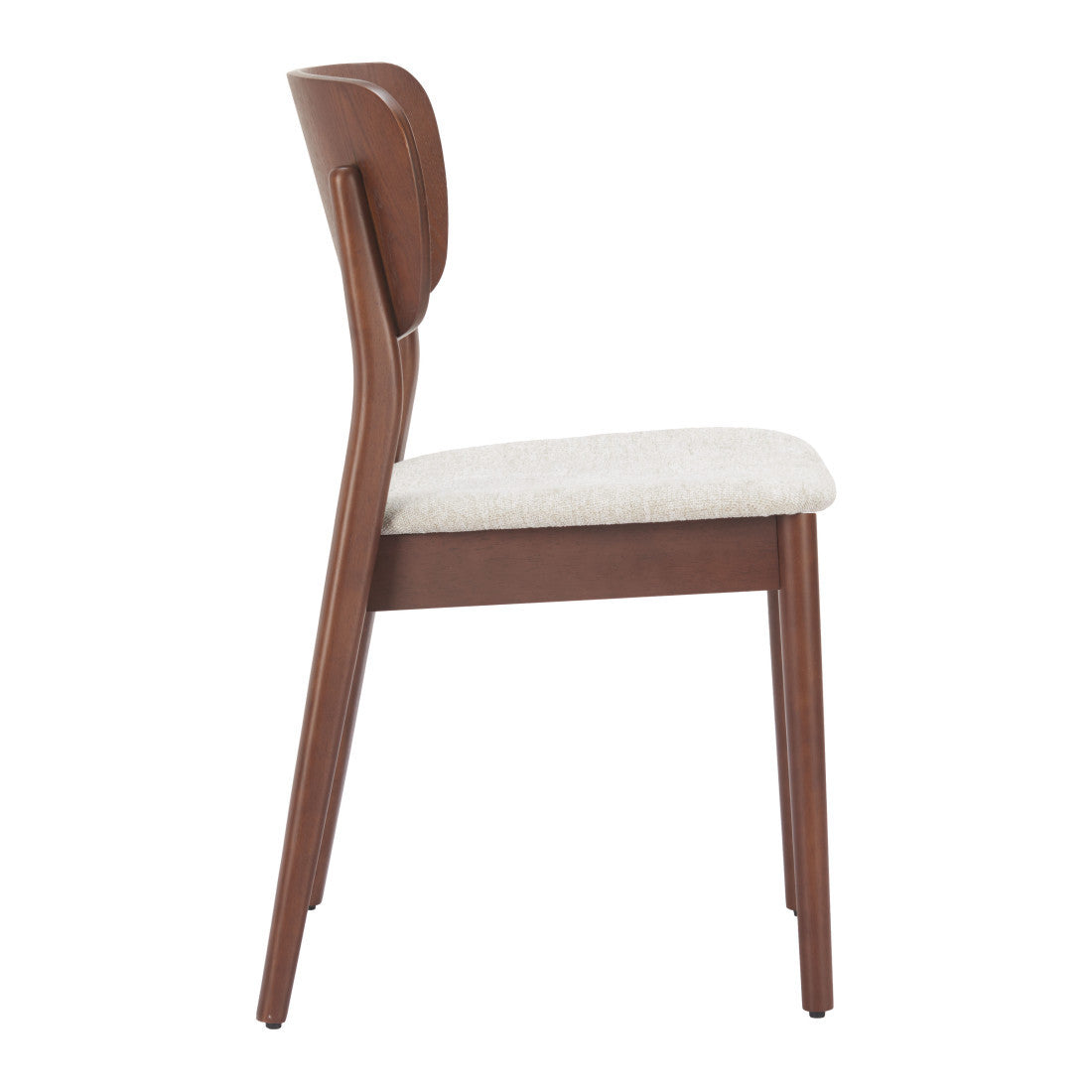 Set of Two Beige And Brown Faux Linen And Wood Open Back Dining Side Chairs