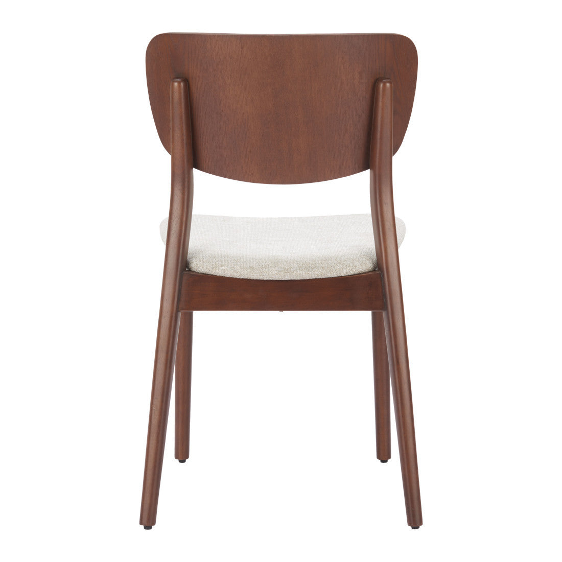 Set of Two Beige And Brown Faux Linen And Wood Open Back Dining Side Chairs