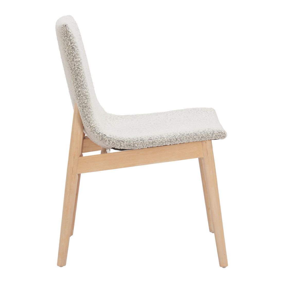 Set of Two Gray And Natural Fabric And Solid Wood Dining Side Chairs