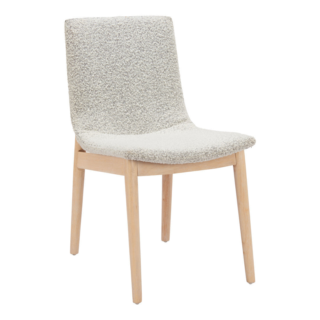 Set of Two Gray And Natural Fabric And Solid Wood Dining Side Chairs