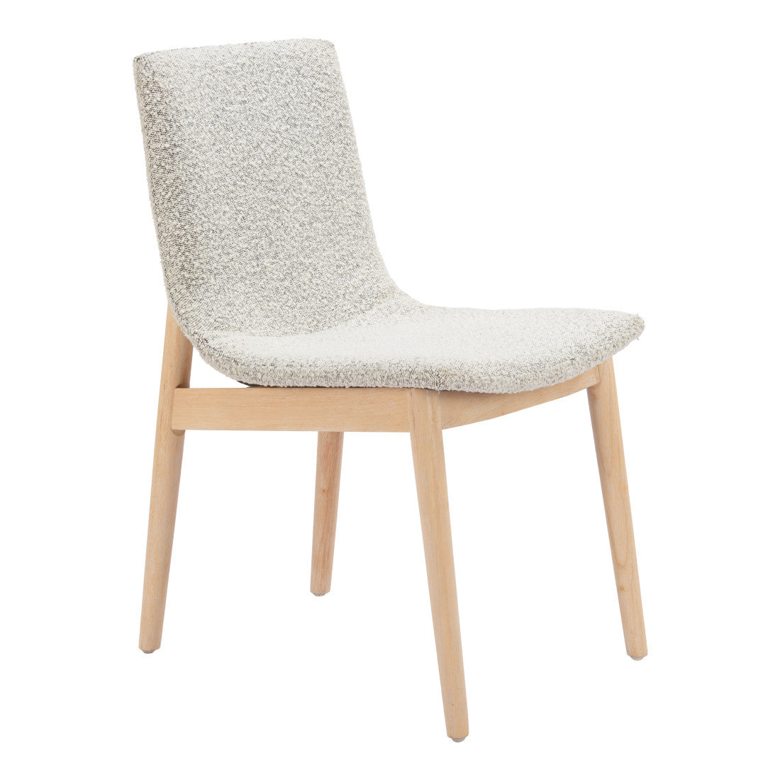 Set of Two Gray And Natural Fabric And Solid Wood Dining Side Chairs