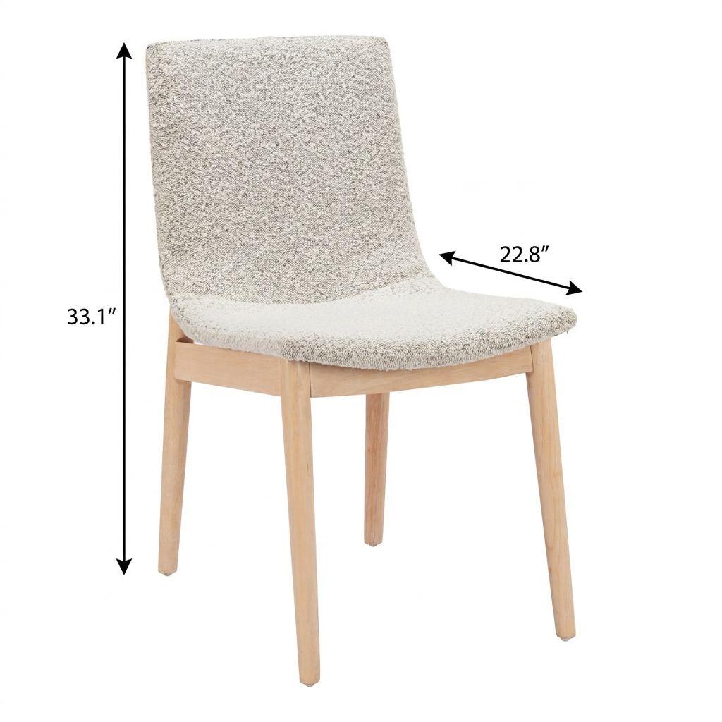 Set of Two Gray And Natural Fabric And Solid Wood Dining Side Chairs