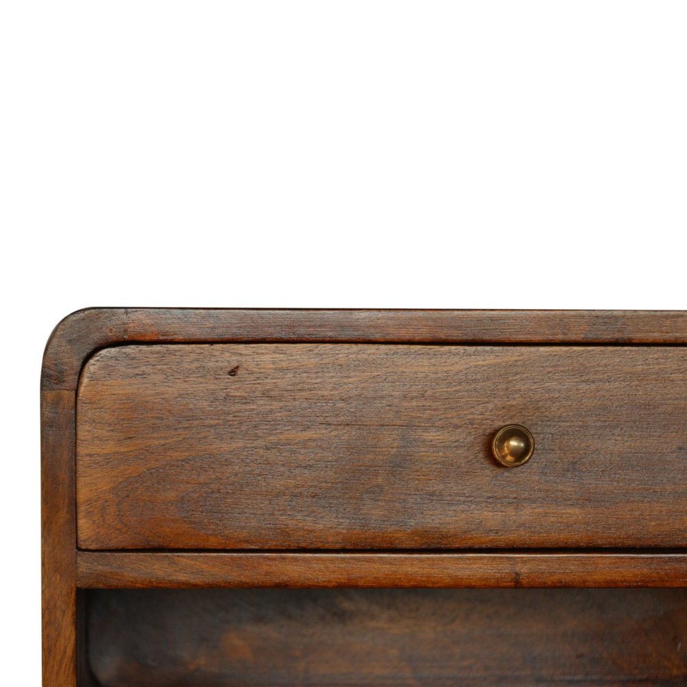 18" Chestnut Solid Wood One Drawer Floating Nightstand