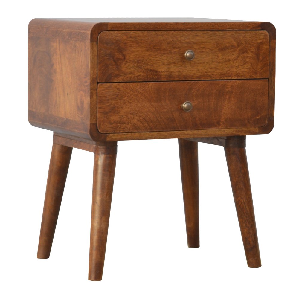 22" Chestnut Solid Wood Two Drawer Nightstand