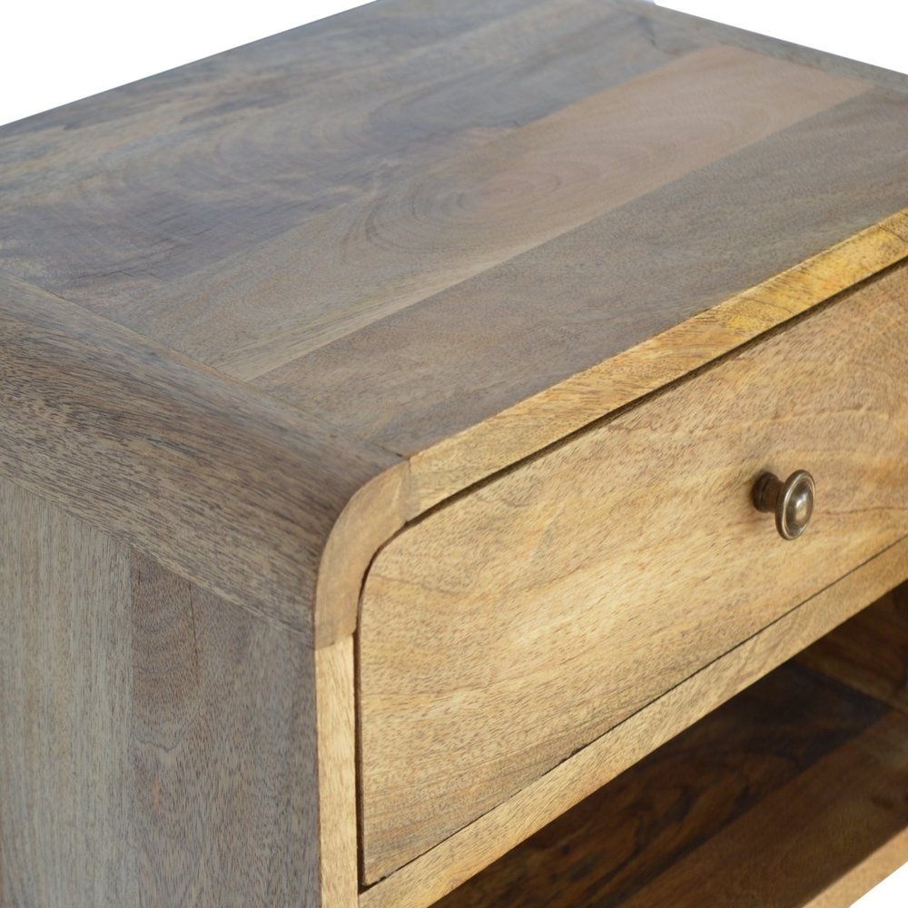 18" Natural Solid Wood One Drawer Floating Nightstand