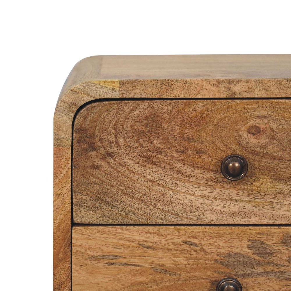 22" Oak Solid Wood Square Two Drawer Nightstand