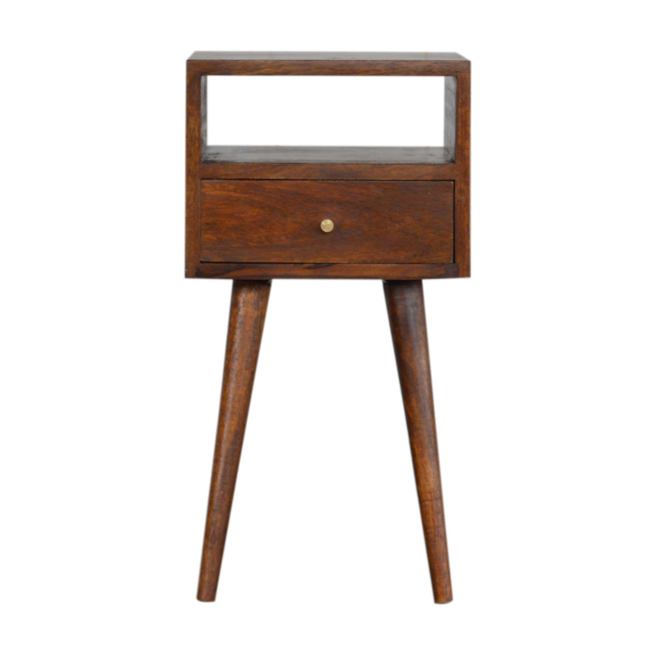 22" Chestnut Solid Wood Square One Drawer Nightstand