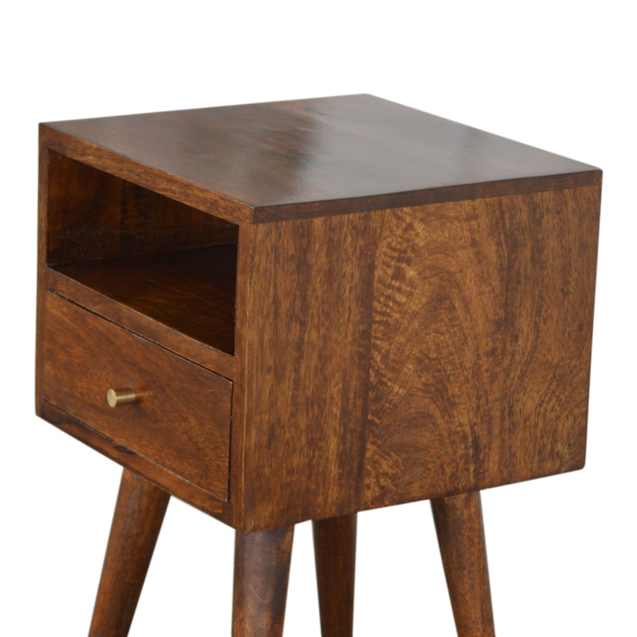 22" Chestnut Solid Wood Square One Drawer Nightstand