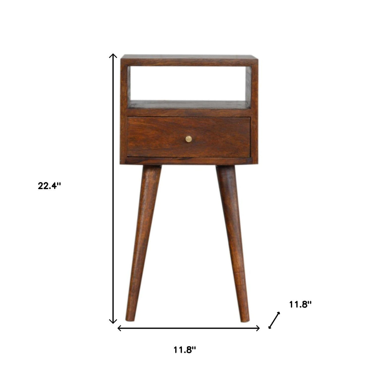 22" Chestnut Solid Wood Square One Drawer Nightstand