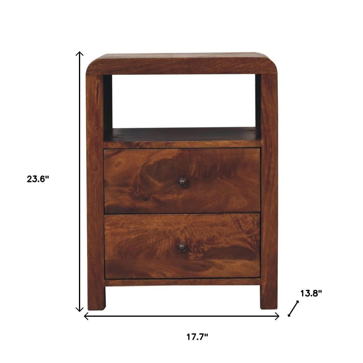24" Chestnut Solid Wood Two Drawer Nightstand