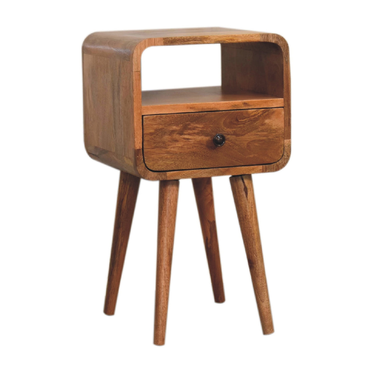 22" Oak Solid Wood Square One Drawer Nightstand
