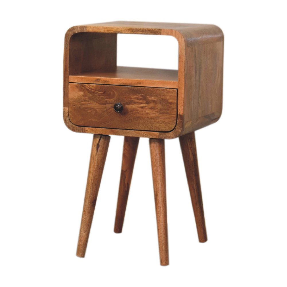 22" Oak Solid Wood Square One Drawer Nightstand