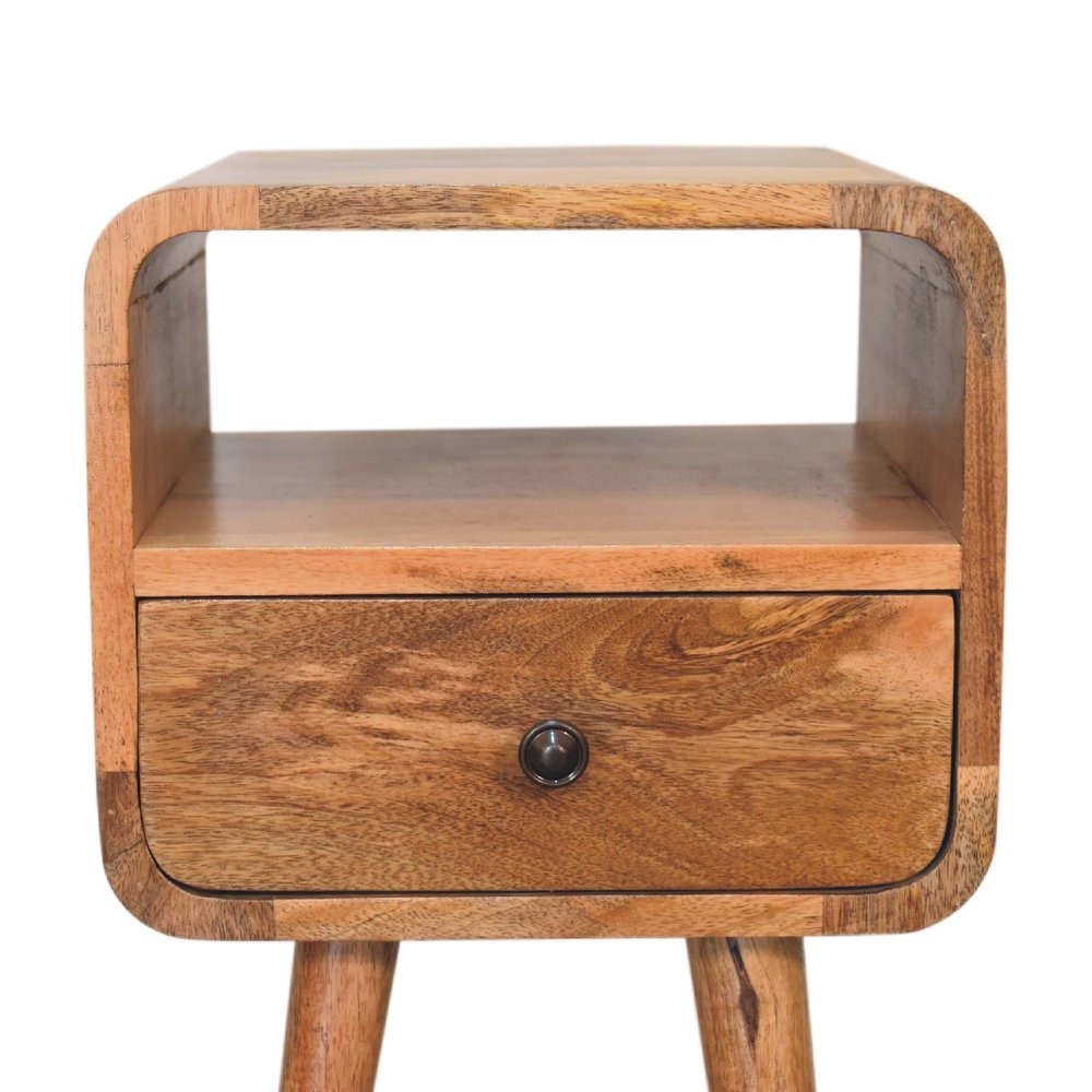 22" Oak Solid Wood Square One Drawer Nightstand